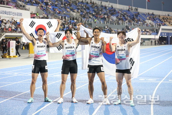 ‘38초49 한국신’ 男 400m계주, 아시아선수권 첫 우승